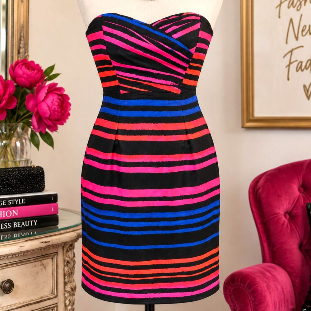 NWT H & M Strapless Striped Sexy Cocktail Wiggle Dress Size 2